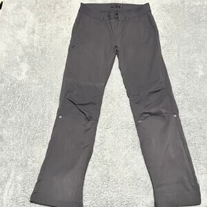 Prana Halle Straight Pant Womens 10 Gray Roll Up Convertible Stretch Mid Rise